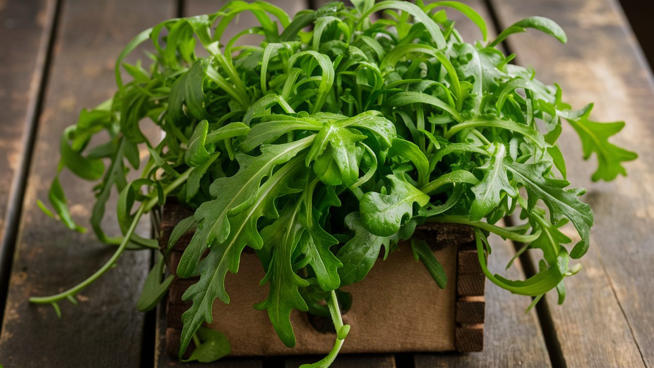 Arugula-plant-growing-in-a-small-pot