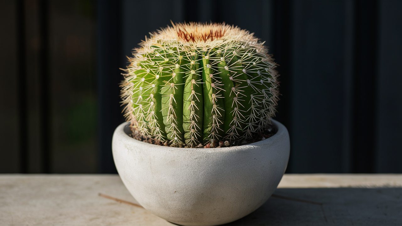 Barrel-Cactus-with-its-round-shape-and-prominent-ribs-covered-in-sharp-spines