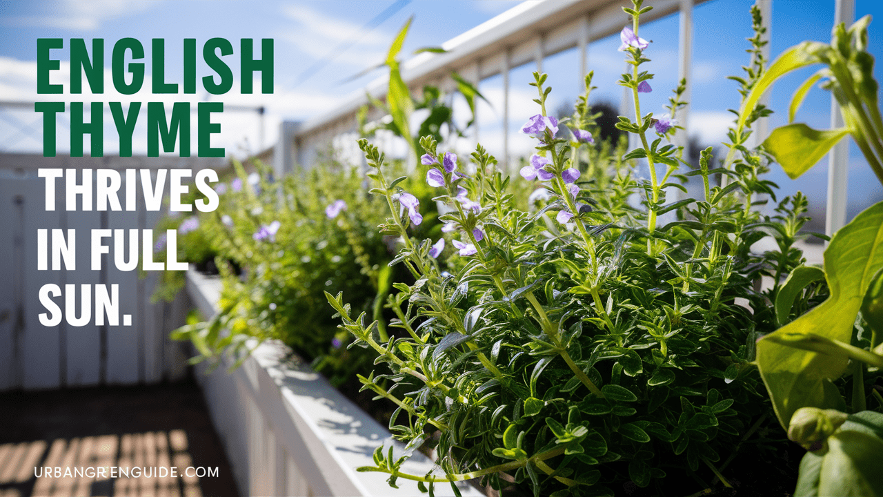 English thyme plants in the sun English-thyme-plants-with-other-herbs.