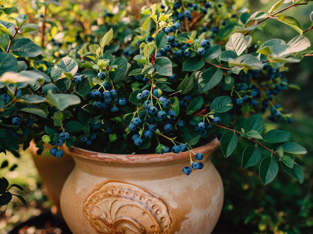 Evergreen-Huckleberry-plant-trailing-in-a-rustic-pot