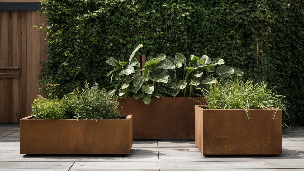corten steel planter rectangular