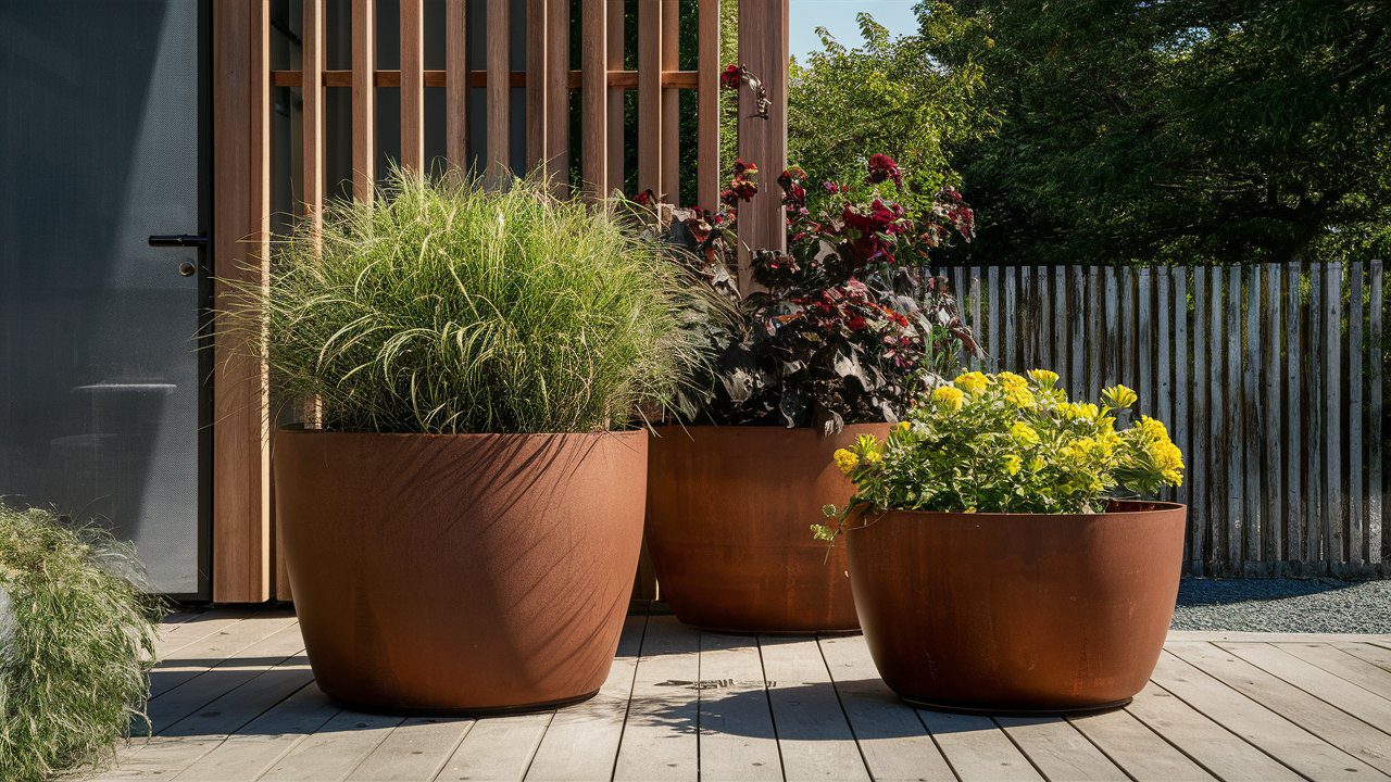 corten steel planter round