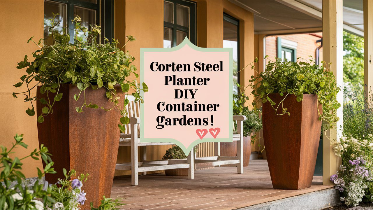 corten steel planter tall