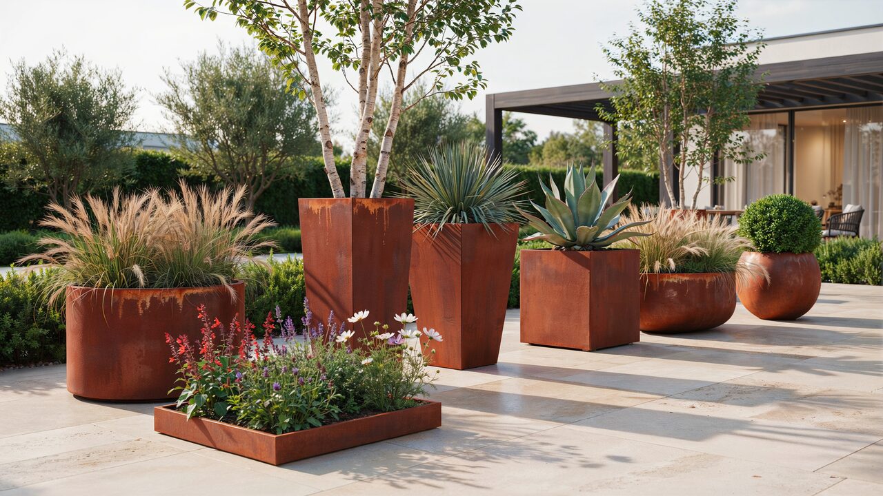 corten steel planter to add drama to your home