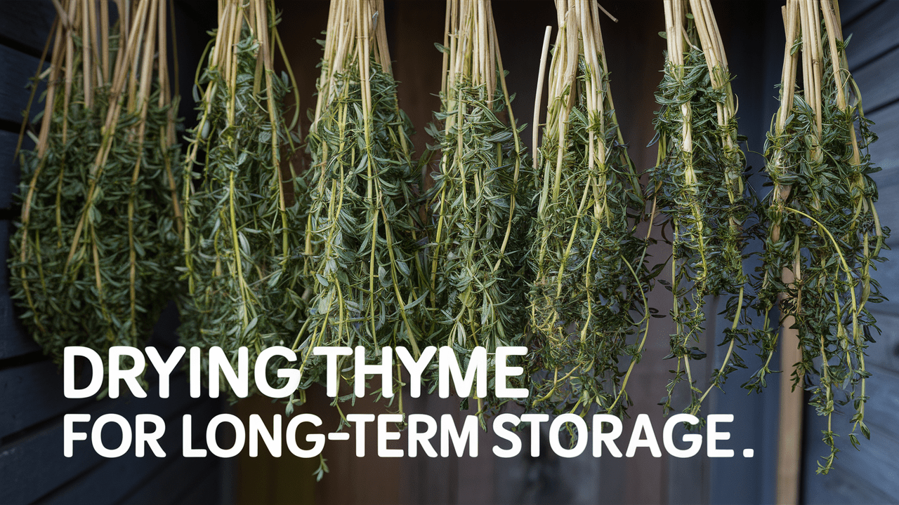 thyme-stems-hanging-upside-down-for storage english thyme-stems-hanging-upside-down-for-storage