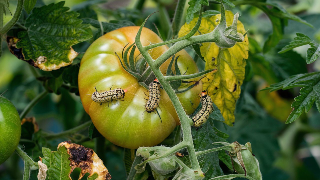 cherry tomato plant affected by pests