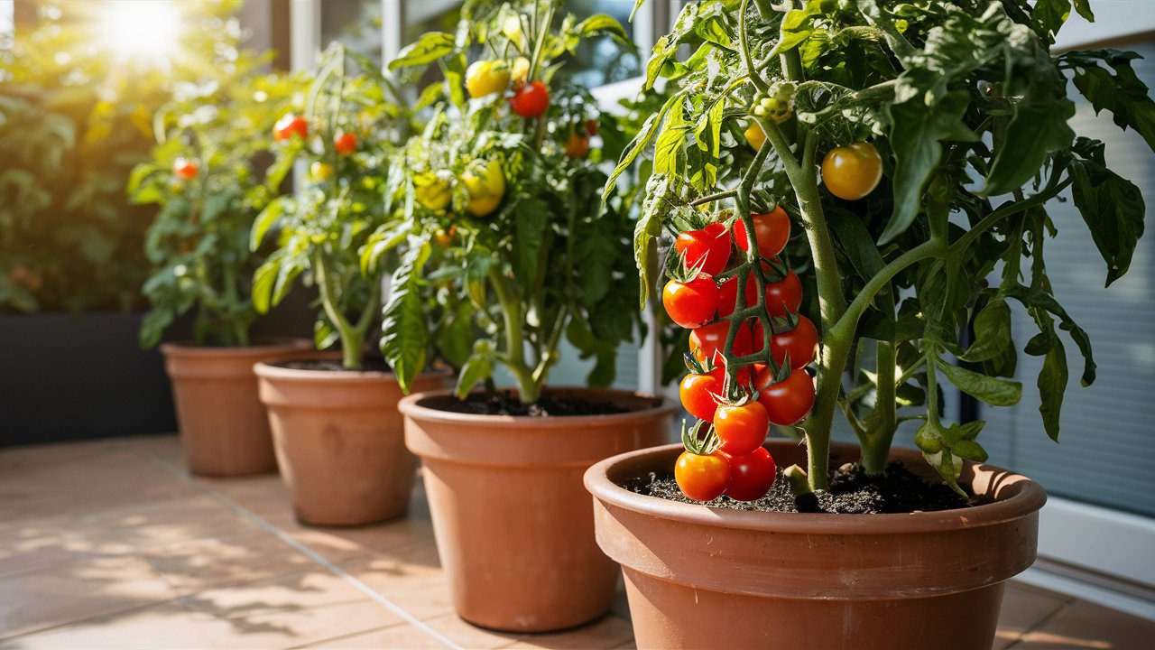 tomato plant at balcony tomato-plant-at-balcony with the right container