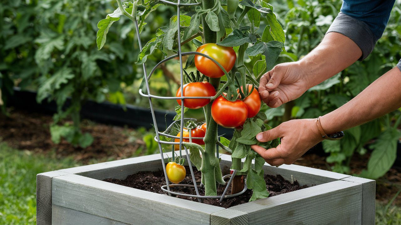 cherry Tomato plant with cage or stake