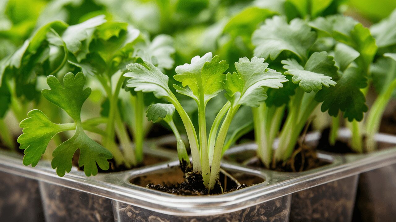 Cilantro seedlings Cilantro seedlings