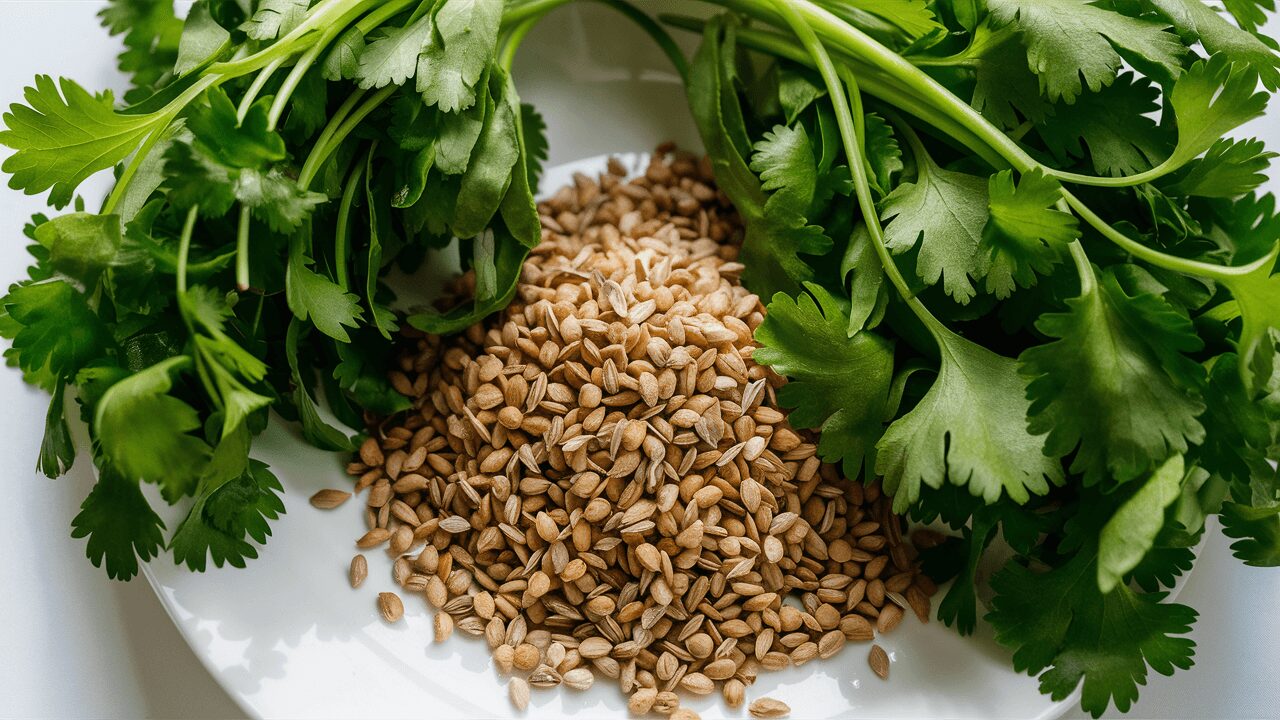 Coriander with cilantro plant Coriander with cilantro plant