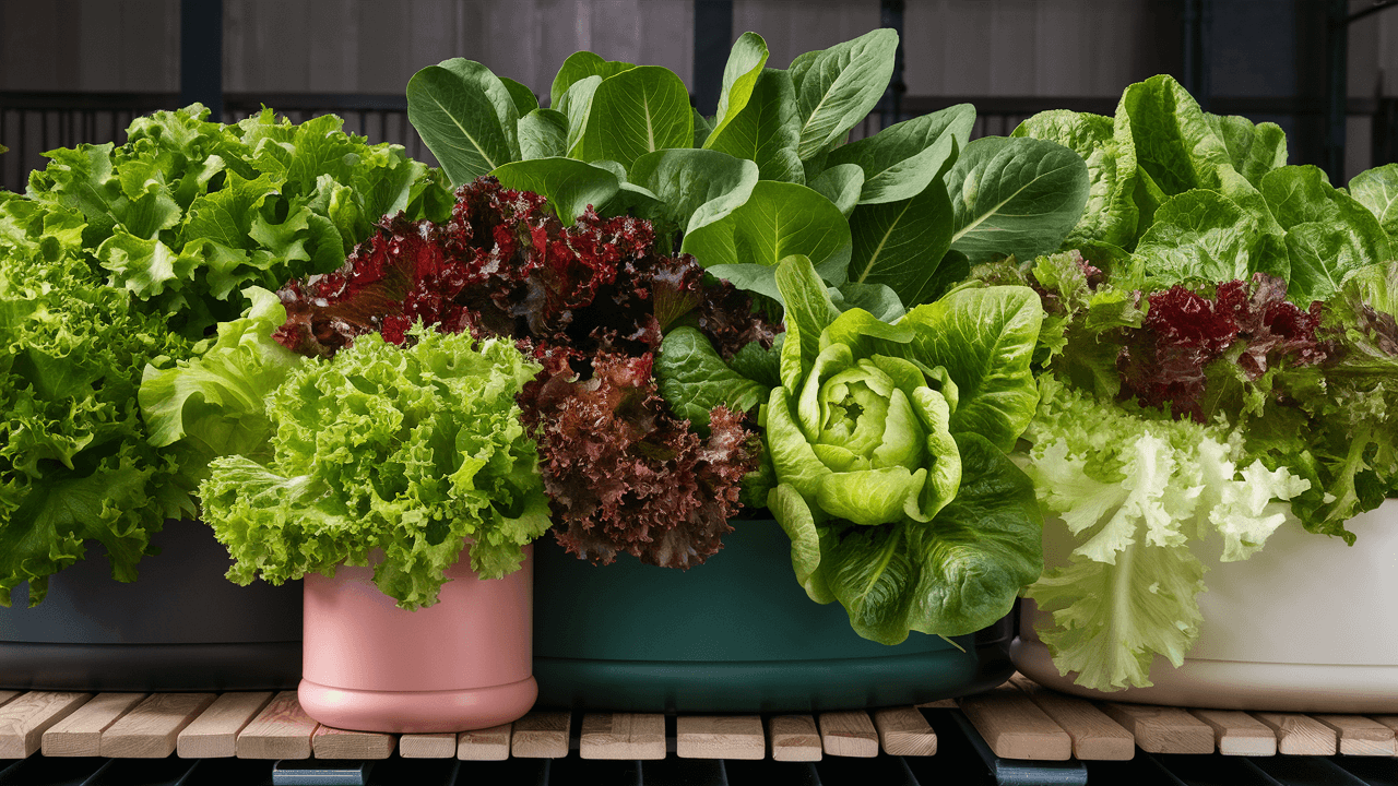 Different Lettuce growing in a planter Different-Lettuce-winter vegetables growing-in-a-planter