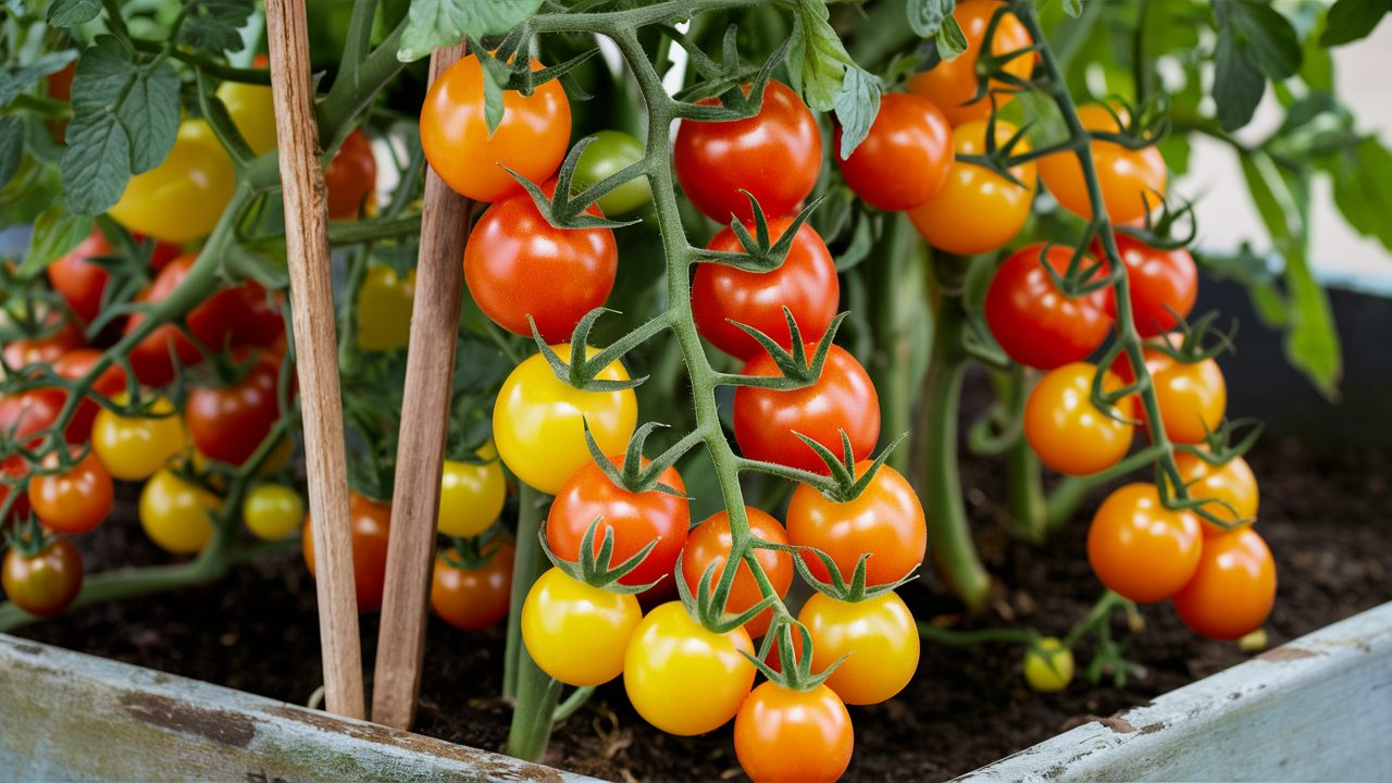 Gardeners-Delight-Cherry-Tomatoes-in-containers thriving