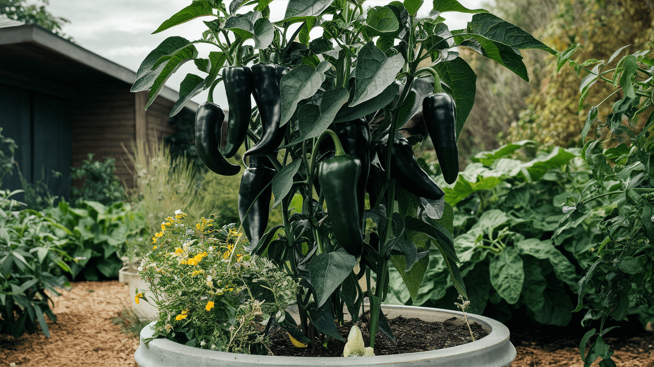 Poblano-Peppers-in-a-Large-Container