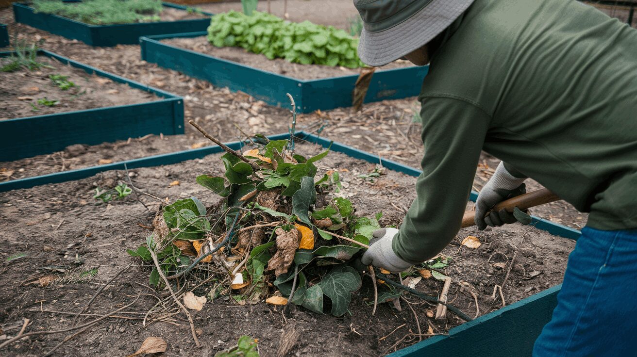 a-gardener-cleaning-up the garden bed