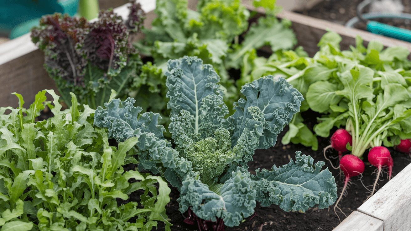 Spinach, kale, and radishes Companion Plants for Sunny Gardens