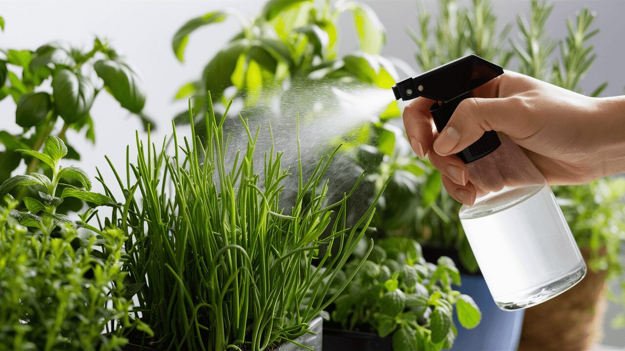 Chives along with other herbs in containers