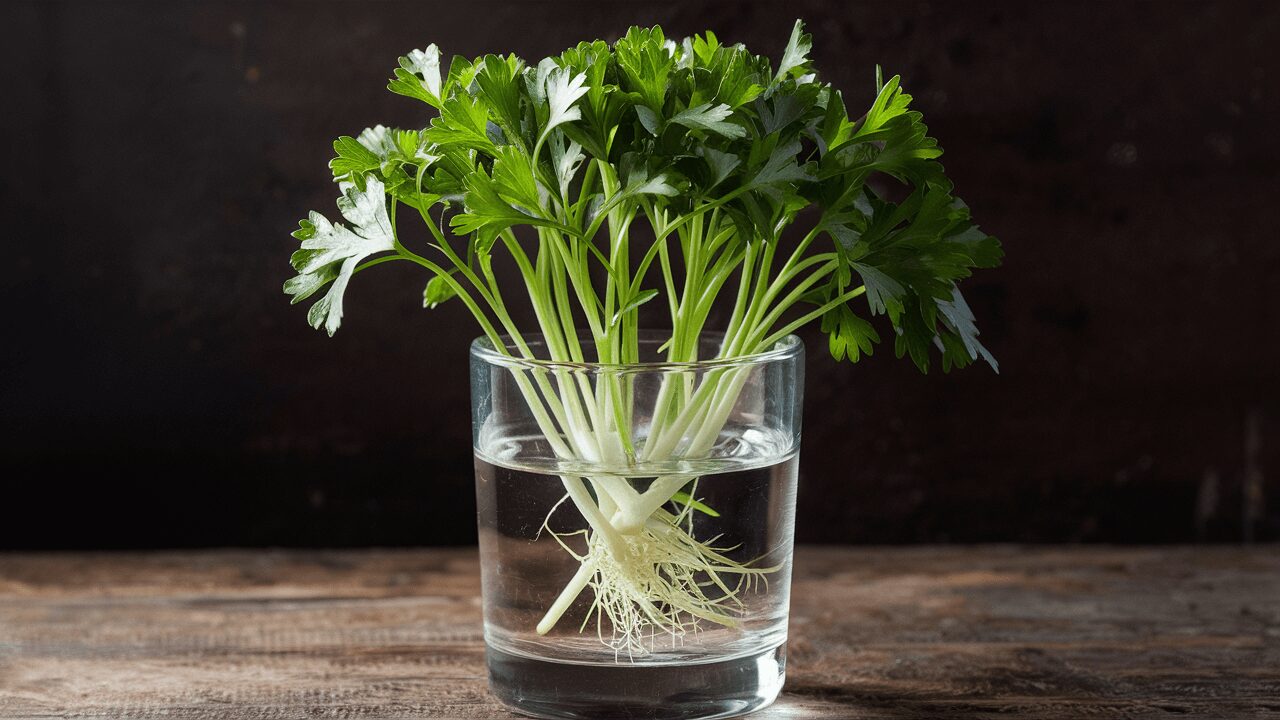 rooted parsley growing parsley from cuttings