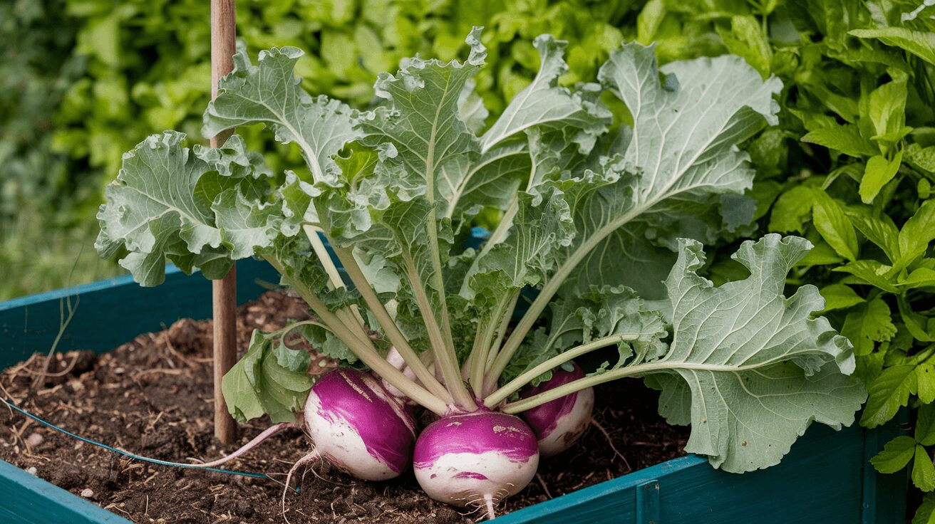 Raised Garden Bed Featuring turnips