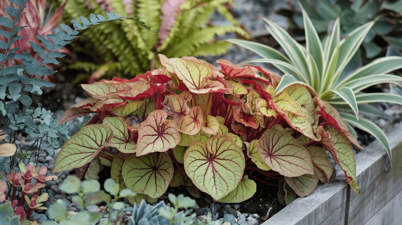 Fittonia bushy lush and bushy fittonia plants growing in a raised bed