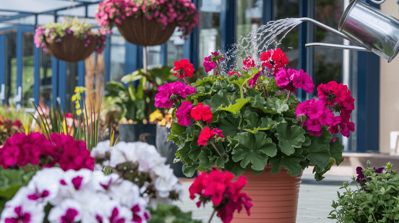 Caring for indoor geraniums near sunlight - watering and pruning tips