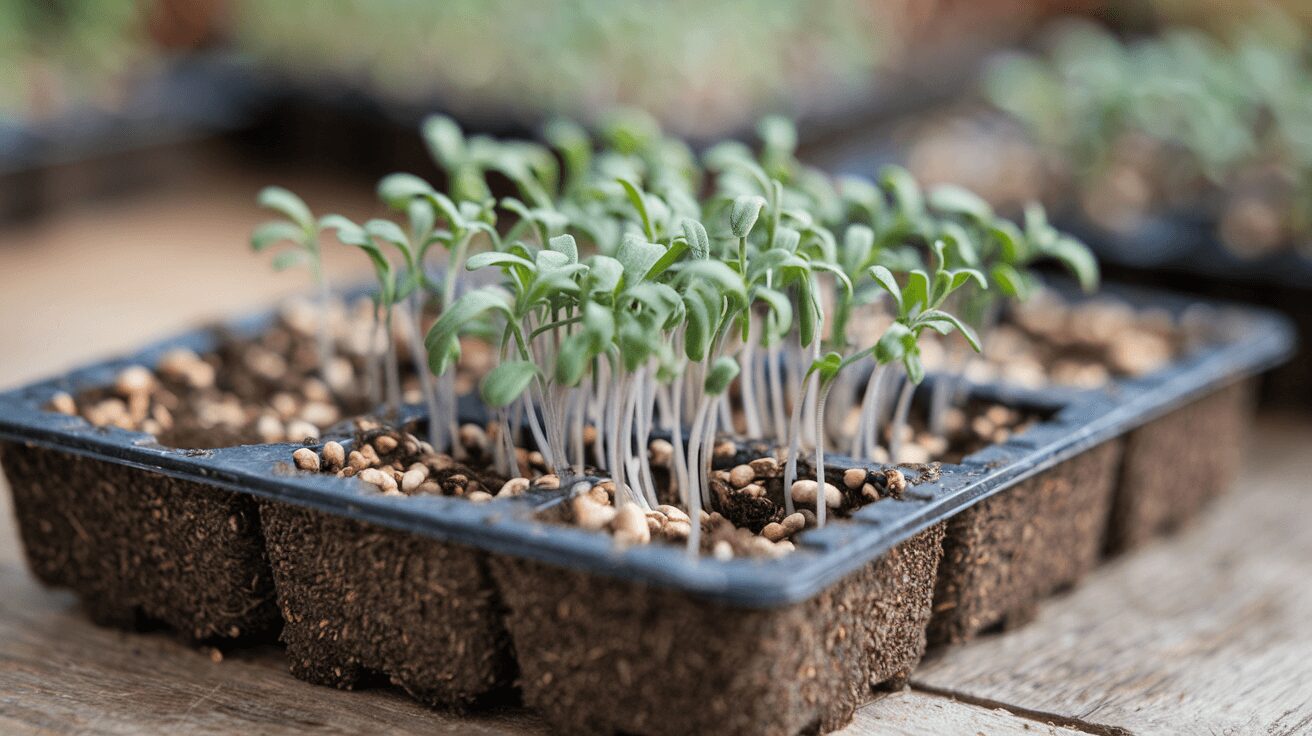 Transplanting lavender seedlings into pots for healthy growth