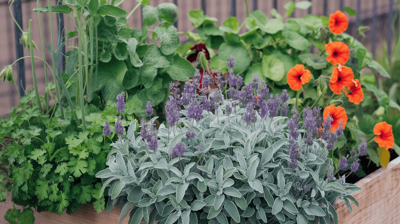 cutting back sage in a raised bed