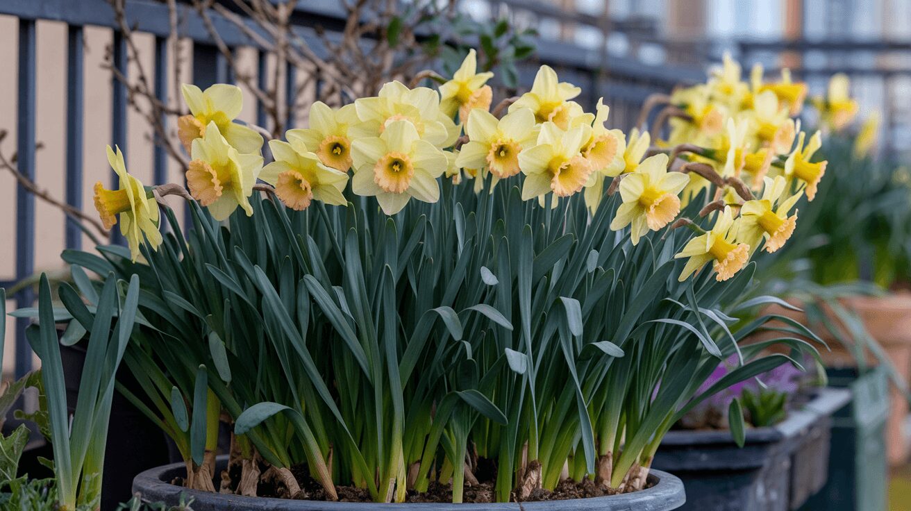 daffodils growing in pots