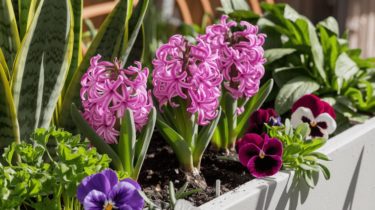 hyacinth benefits hyacinth flowers in full bloom under the sun in a raised bed