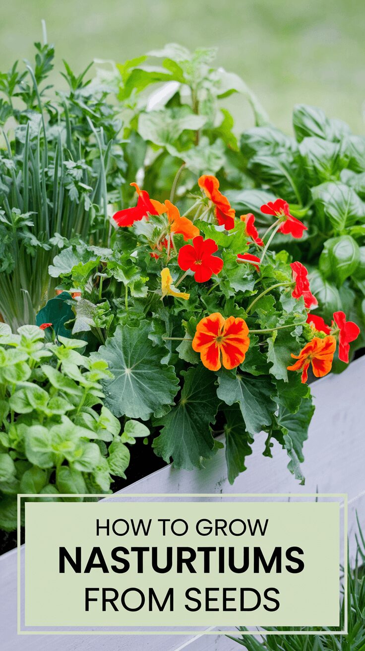 nasturtium-care Nasturtium plants growing in a raised bed