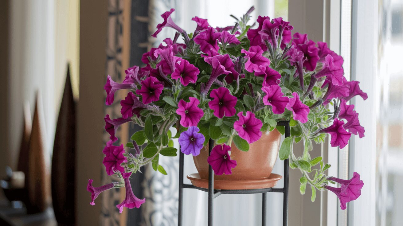 petunias care in pot petunias growing in pot placed indoors beside the window