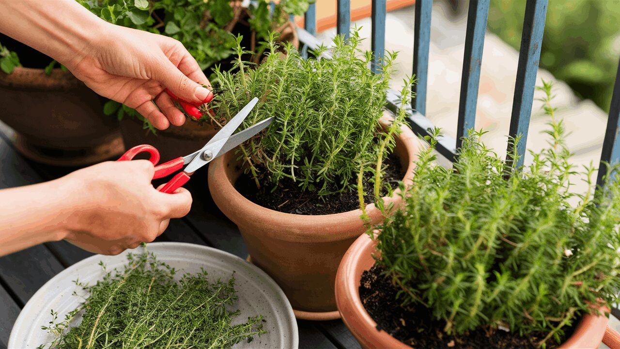 Harvesting-english-thyme-plants Harvesting-english-thyme-plants