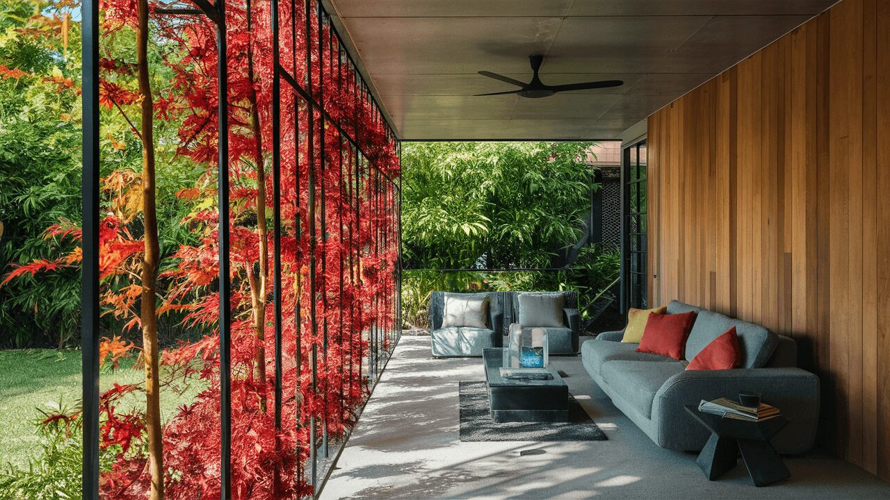 Balcony privacy with plant: japanese-maple