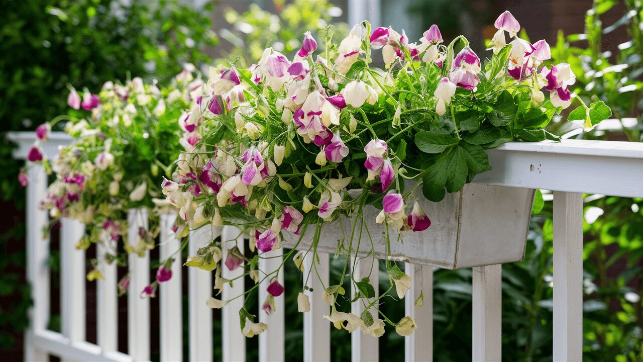 Balcony privacy with plant: Sweet pea