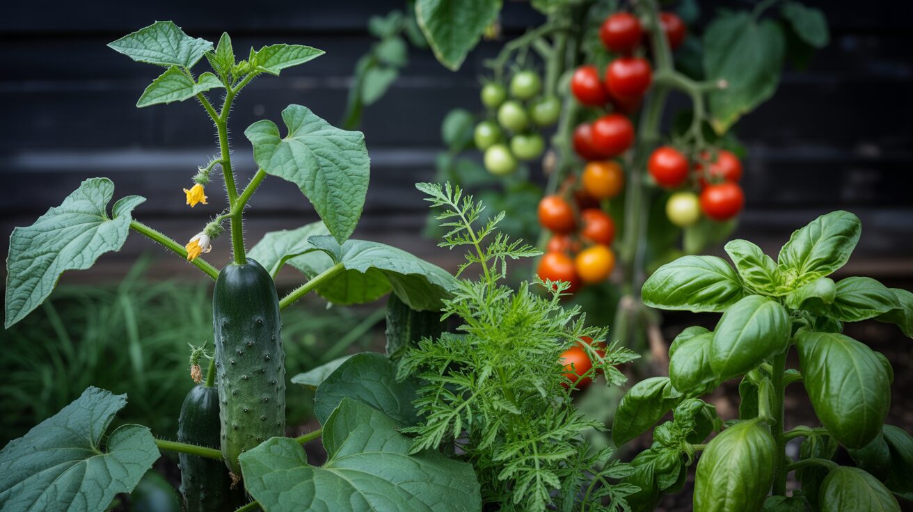 cucumber with tomato cucumber with tomato as companion plant