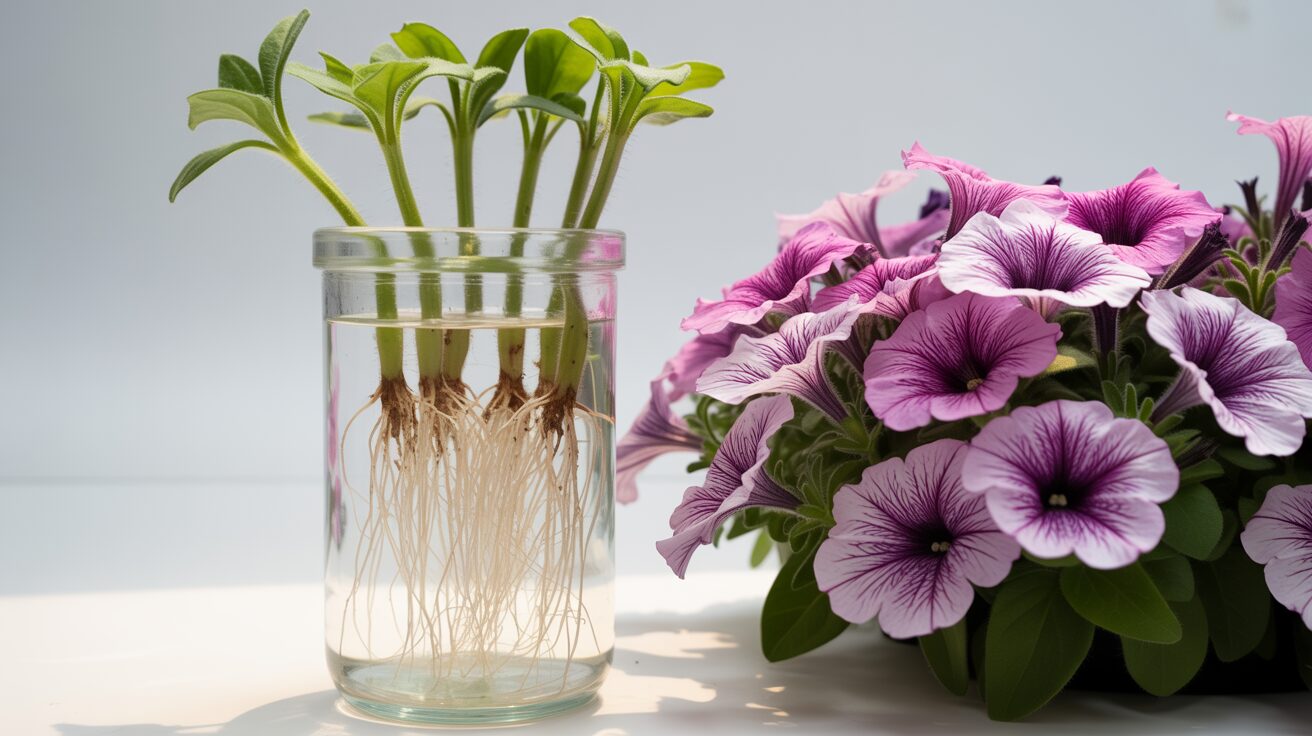 Petunia cuttings Petunia cuttings developing healthy roots in Water