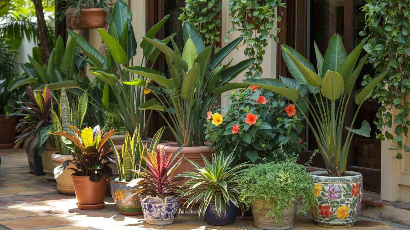 Tropical plants in pots sun loving tropical plants growing in small space containers