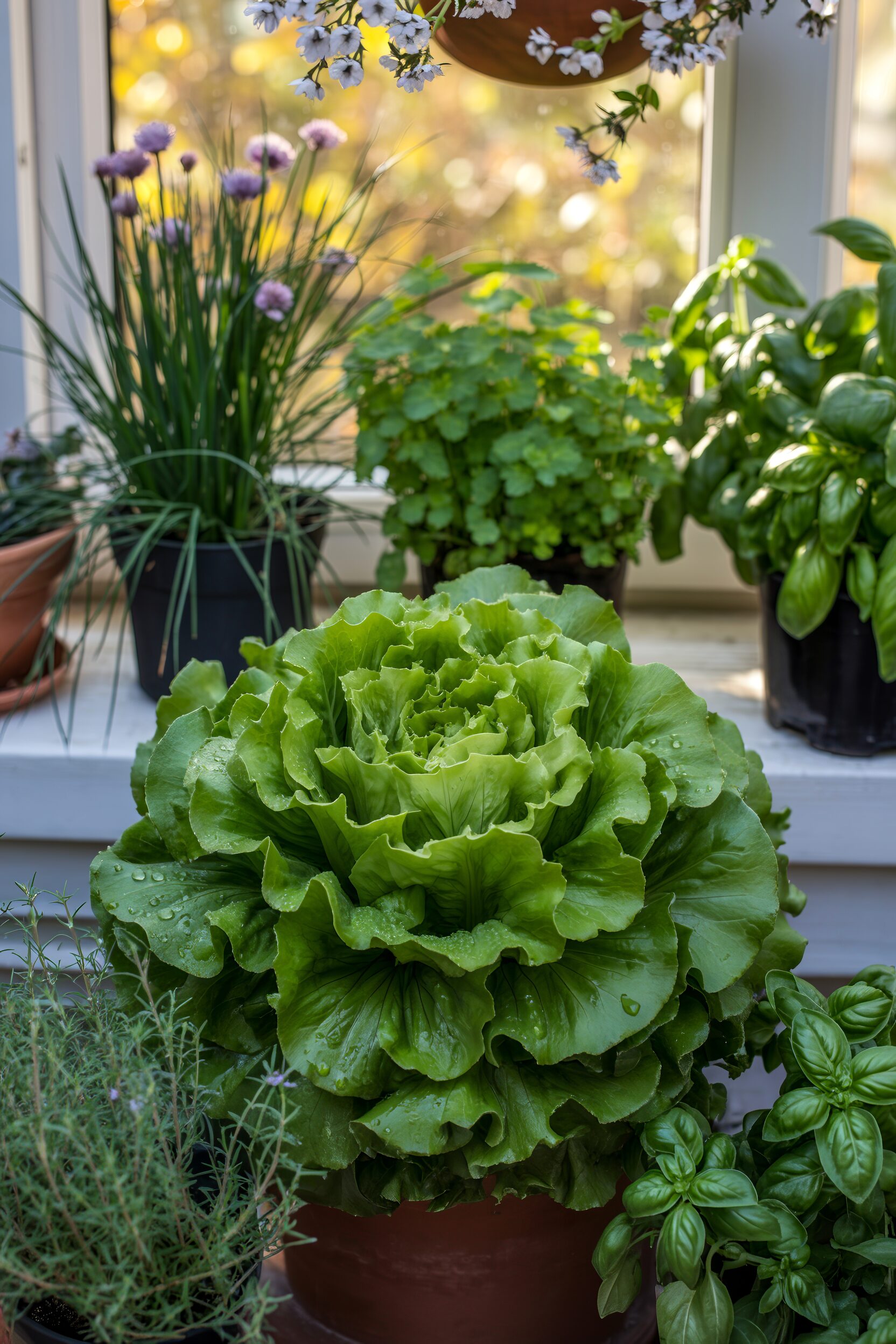 lettuce growing on windowsil