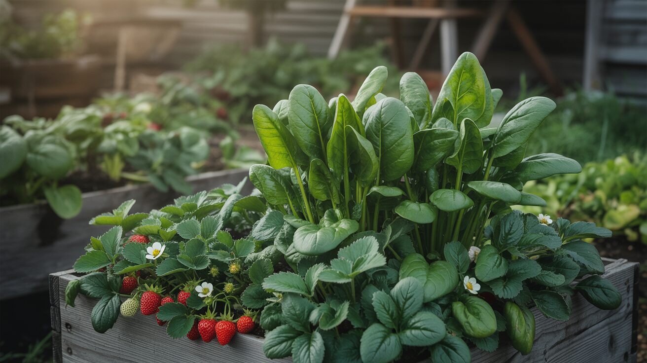 spinach with strawberries Companion Planting Spinach and Strawberries for Ground Cover